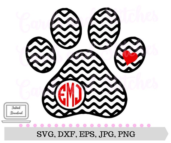 Download Dog Paw SVG Dog Paw Monogram Digital Cutting File