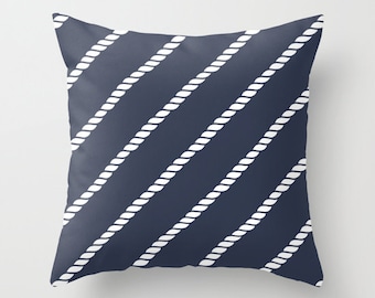 Nautical Rope Pillow Cover, nautical rope decor, sailing pillow, nautical pillow, navy pillow, blue pillow, beach pillow, choose color