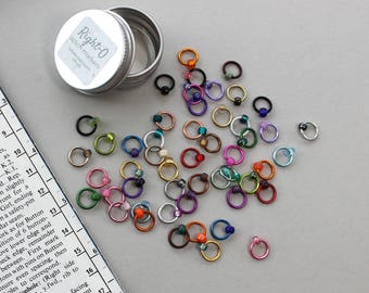 Stitch Markers knitting - MEGA 50 set with tin - knitting supplies, knitting tools, knitting markers, snag free, knitting marker