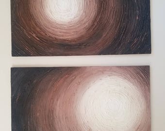 Radiating Brown/Beige Textured Mixed Media Painting