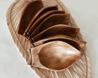 Midcentury Teak dipping bowls/ set of 7