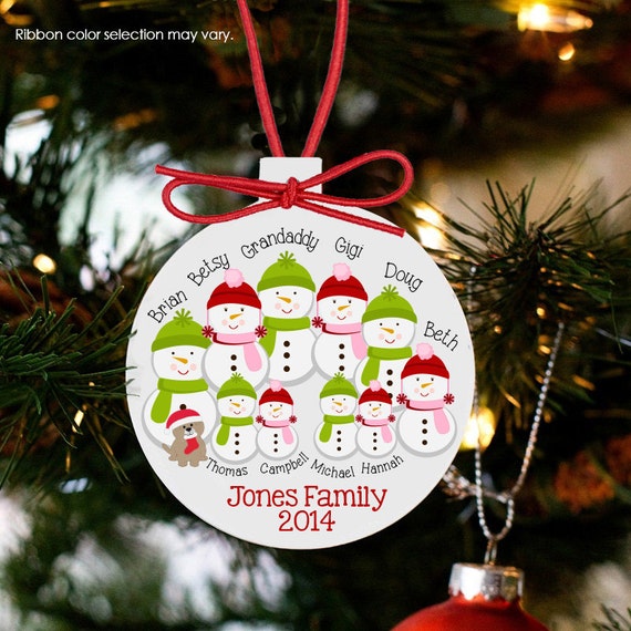 Personalized Family Ornament Snowman Large Family