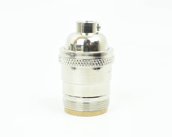 Polished Nickel Uno Threaded Bulb Socket - Light Socket - Chrome - DIY Light Fixture E26 - E27 - DIY Lamp Parts - Keyless Vintage Style