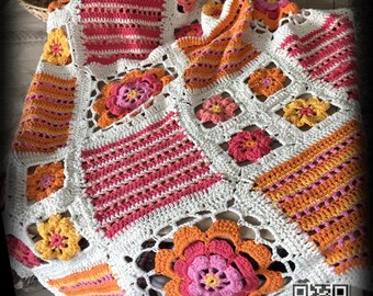 100% cotton crochet blanket 90 x 150 cm (= 35 x 60 inch)/cover blanket/bedspread/living blanket