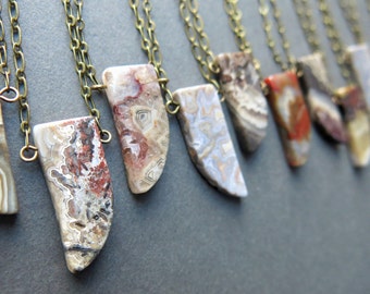 Horn Necklace - Boho Tusk Necklace - Agate Necklace - Boho Stone Necklace - Stone Layering Necklace - Agate Jewelry - Tusk Pendant
