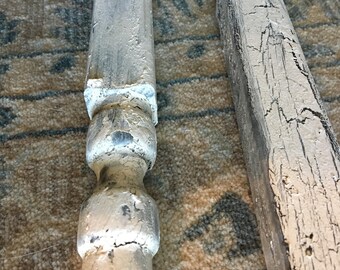 Set of 2 vintage inspired Chippy balusters, chair table legs, architectural salvage shabby chic spindles, farmhouse corbel decor spindles,