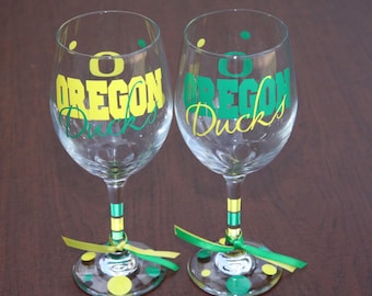 Oregon Ducks Glassware, Sports Glassware, Ducks Gifts, Go Ducks!!!