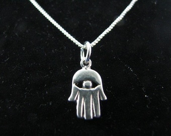 Sterling Silver Hamsa Charm Pendant Necklace