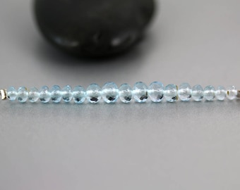 Blue Topaz Rondelles - Set of 18 - Blue Topaz Beads - 3 to 4mm