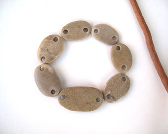 Rock Beach Stone Beads Links Mediterranean Pebbles Diy Jewelry Natural Stone Beads Pairs Connectors BEIGE LINKS 19-29 mm