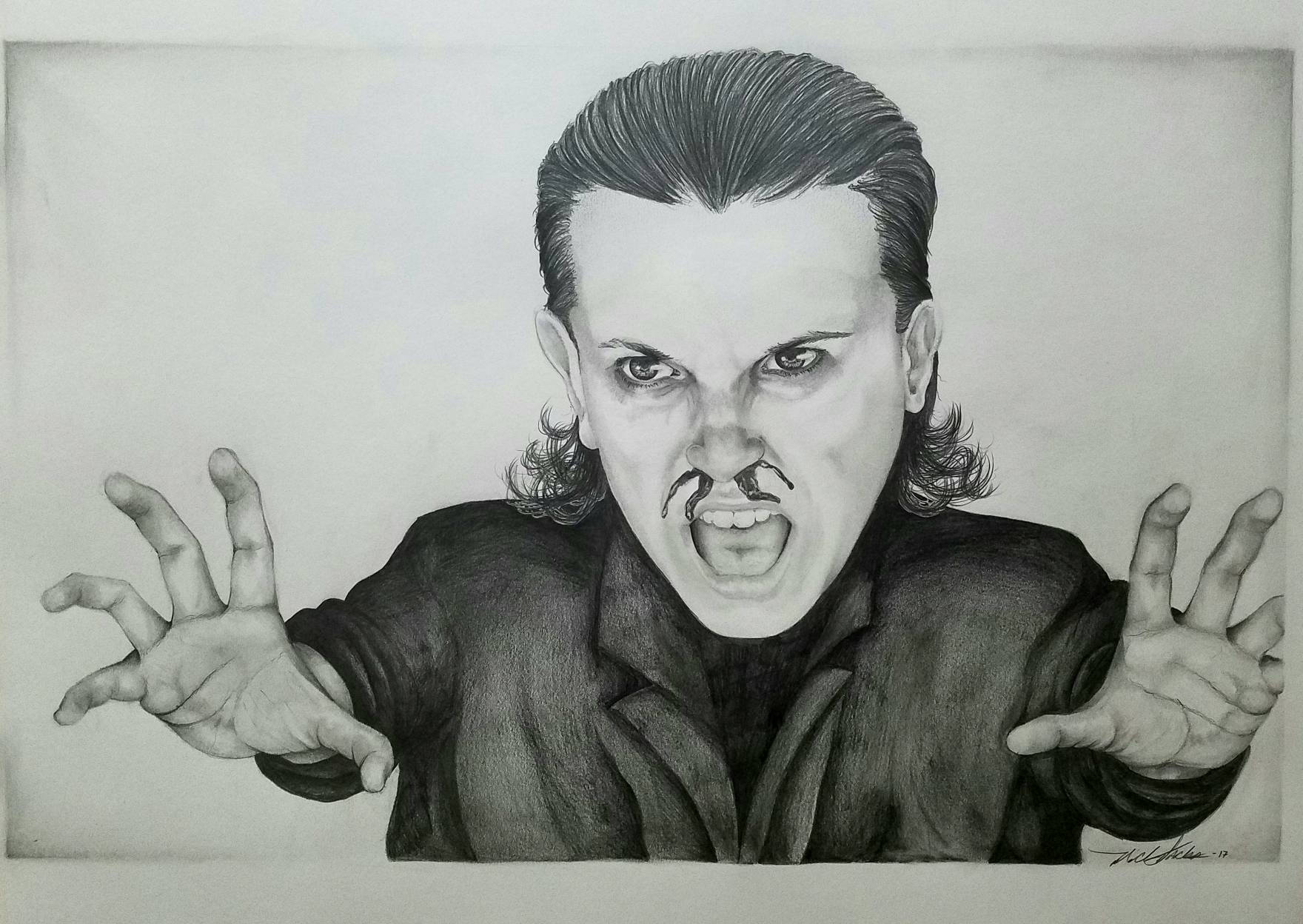 Stranger Things Eleven Drawing Stranger Things Print Eleven Portrait Watercolor Art Print 