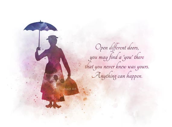 art print mary poppins quote illustration disney home decor