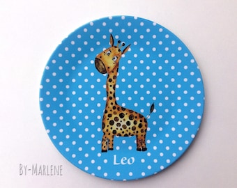 Children's Plate Giraffe by name
