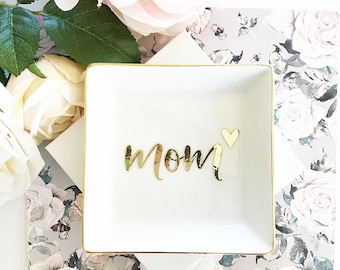 Mom Gift Mom Jewelry Dish Mom Birthday Gift for Mothers Day Gift for Mom from Son Christmas Gifts for Mom (EB3180MOM) Monogram Ring Dish