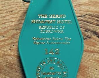 Teal and Gold lettered Grand Budapest Hotel Inspired Keytag