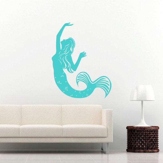 Mermaid Wall Decal Water Nymph Nature Fish Hair Beauty Sea