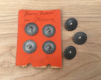 Vintage Pewter Buttons, Norway, Norwegian
