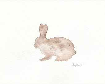 Rabbit (pencil and watercolour) with frame