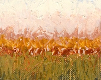 Original Abstract Landscape Oil Painting on Canvas Paper, ACEO, ATC, artist trading card
