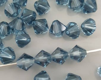 Swarovski 6mm Bicone Crystal Beads - DENIM - 10, 20 or 50