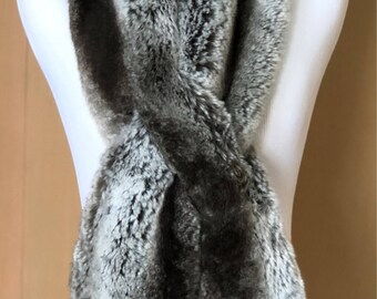 Tissavel Faux Fur Pull-Thru Scarf in Dark Chinchilla