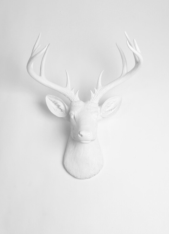 X Large Deer Head Wall Mount The Templeton White Faux