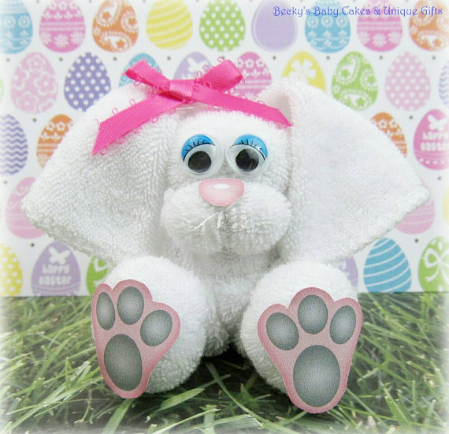 Washcloth Bunny Easket Basket Filler Baby Shower Favors Il Fullxfull Washcloth Bunny Easket Basket Filler