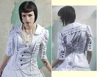 White Lolita Swirl Front Blouse - Ready to Ship