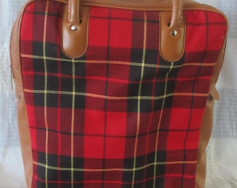 Scotch Plaid picnic set new vintage 1960s/70s thermos sandwich holder bag unused