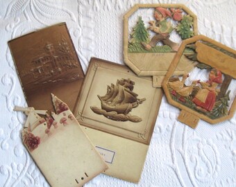 embossed die-cut calendar topper . vintage die cuts . calendar topper die cuts . German die-cuts . lot of 5