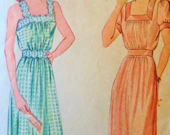 Vintage Simplicity 4845 Sewing Pattern, 1940s Nightgown Pattern, Bust 34, Sleepwear Pattern, 40s Sewing Pattern, Vintage Sewing Pattern