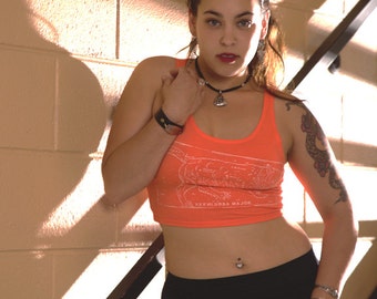 orange crop top, celestial crop, womens crop tank, ursa major tank, crop tank, womens black crop top XS/S - M/L