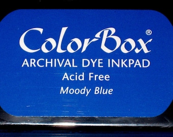 Blue Ink Pad Color Box Archival Dye Inkpad Blue Permanent Ink Pad for Stamps Made in the USA Stamp Pad Moody Blue