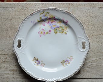 Multi Floral Scalloped Edge Gold Rimmed Serving Plate