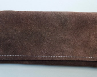 Brown Suede Clutch Wallet