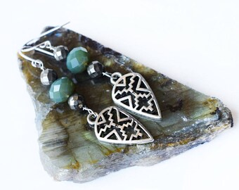 silver Aztec earrings