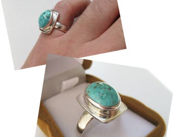 Women's silver ring, ring for women, vintage silver ring, turquoise ring, ring with turquoise, vintage turquoise, natural turquoise