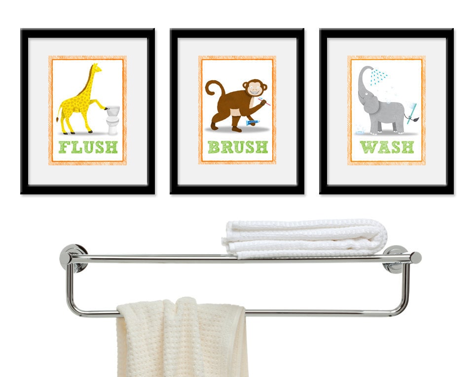 Jungle Bathroom Decor Safari Bathroom Art Three 8 x 10