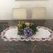 Matyo LinenTablecloth Ethnic Floral Hand embroidered Traditional Hungarian white Table runner Cutout detailing Scalloped edges gift idea