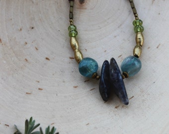 Iolite, Peridot & Fluorite Necklace // Inspire the heart