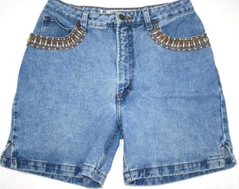 VINTAGE! Women's Lee Klein High Waisted Blue Jean Shorts Size 15/16 - 30" Waist