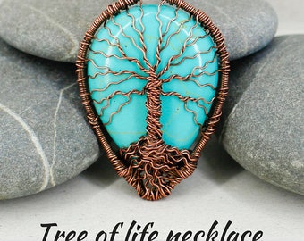 Tree of life necklace Turquoise necklace Turquoise jewelry Father day gift for dad gift for men gift for sister birthday gift for mom gift