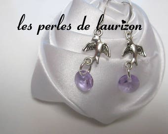 Earrings bird flight of Crystal