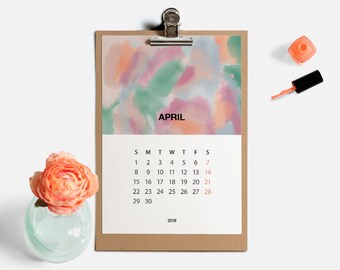 Calendar 2018, 2018 Calendar PRINTABLE, Abstract Calendar, 2018 Desk calendar, 2018 Printable wall calendar, Coworker Gift, Office Gift