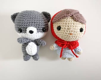 Cute Red Riding Hood and Wolf Amigurumi- Pair