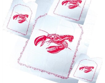 Personalized Lobster Bibs invitation inserts clambakes, lobster bake beach parties 24 ct