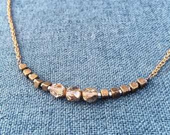 Bronze and Gold Beaded Necklace