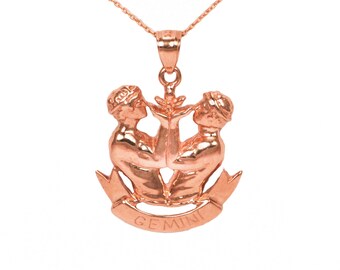 14k Rose Gold Gemini Necklace