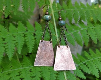 Handmade etched copper earrings