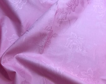 Pink Roses Floral Cotton Jacquard Fabric - 1 Yard